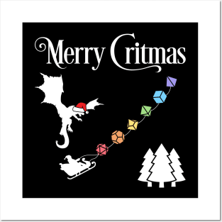 Merry Critmas Santa Sleigh Dice Posters and Art